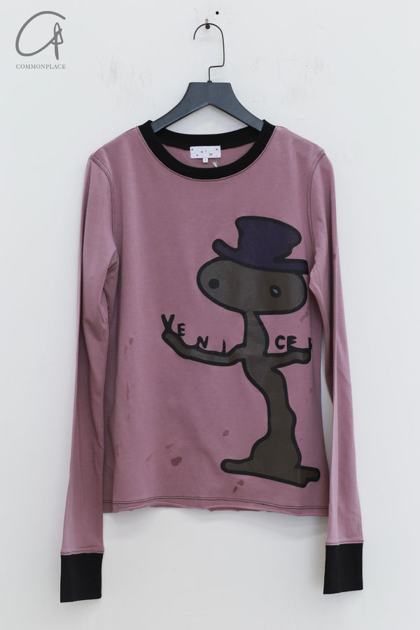 VeniceW 24 Autumn and Winter Printed Long Sleeve Round Neck T-shirt VCW-T2-ZH Purple T2